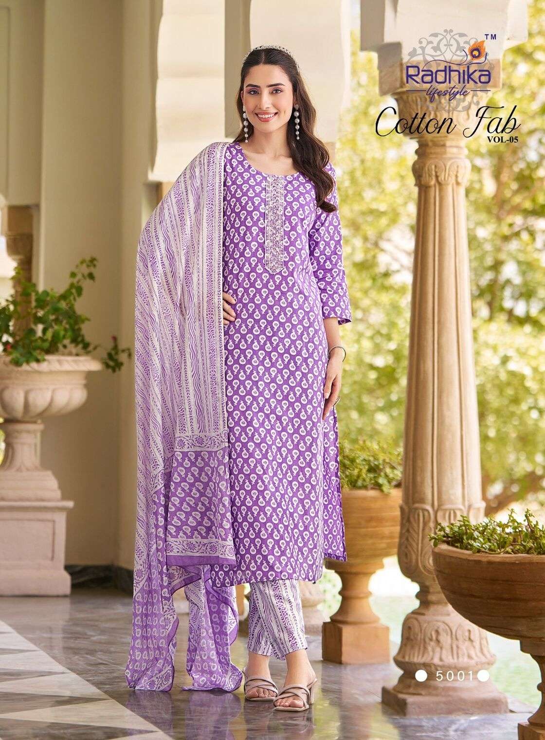 COTTON FAB VOL-5 BY RADHIKA LIFESTYLE IN PURE COTTON PRINT WITH EMBROIDERY WORK 