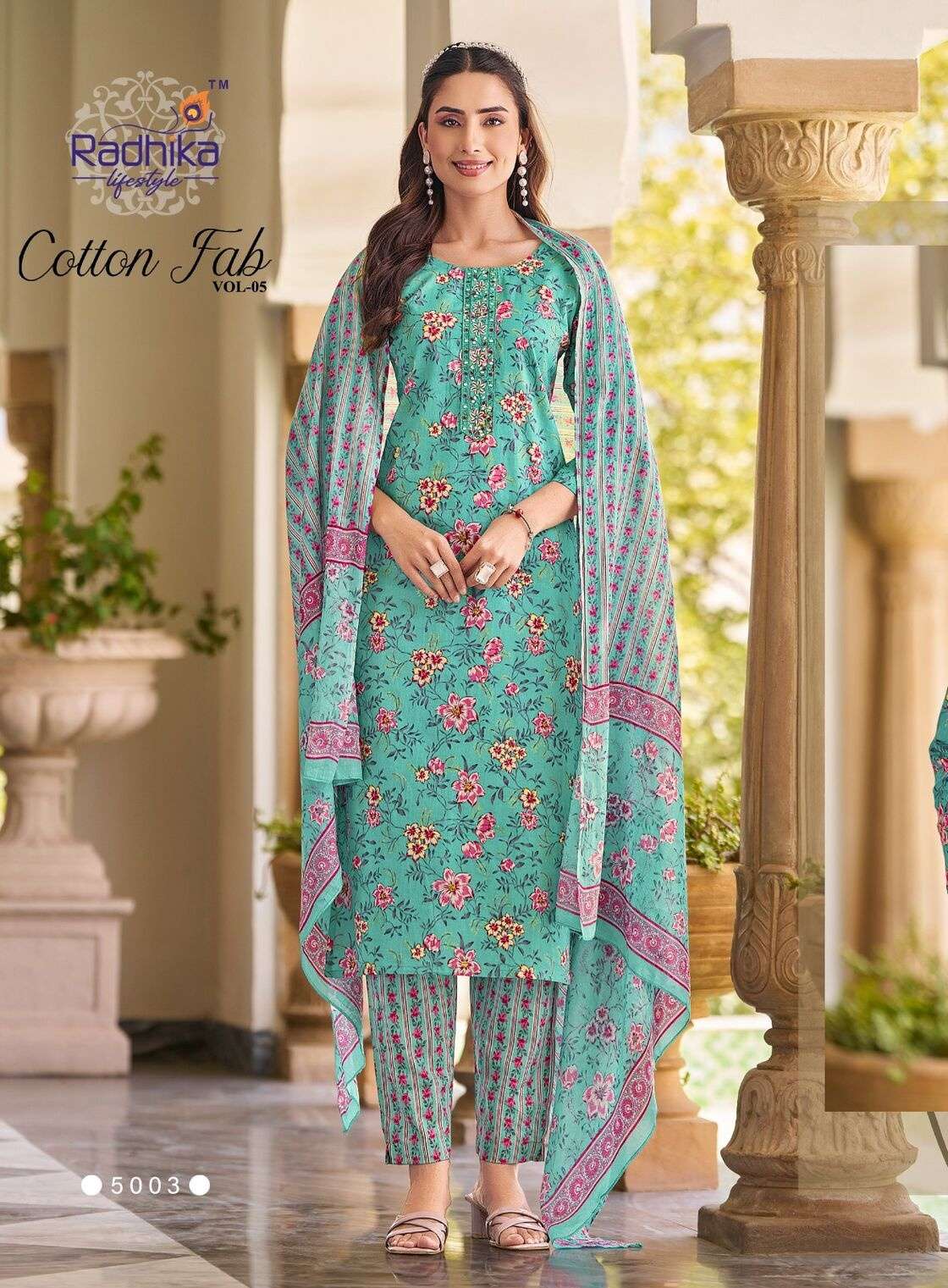 COTTON FAB VOL-5 BY RADHIKA LIFESTYLE IN PURE COTTON PRINT WITH EMBROIDERY WORK 