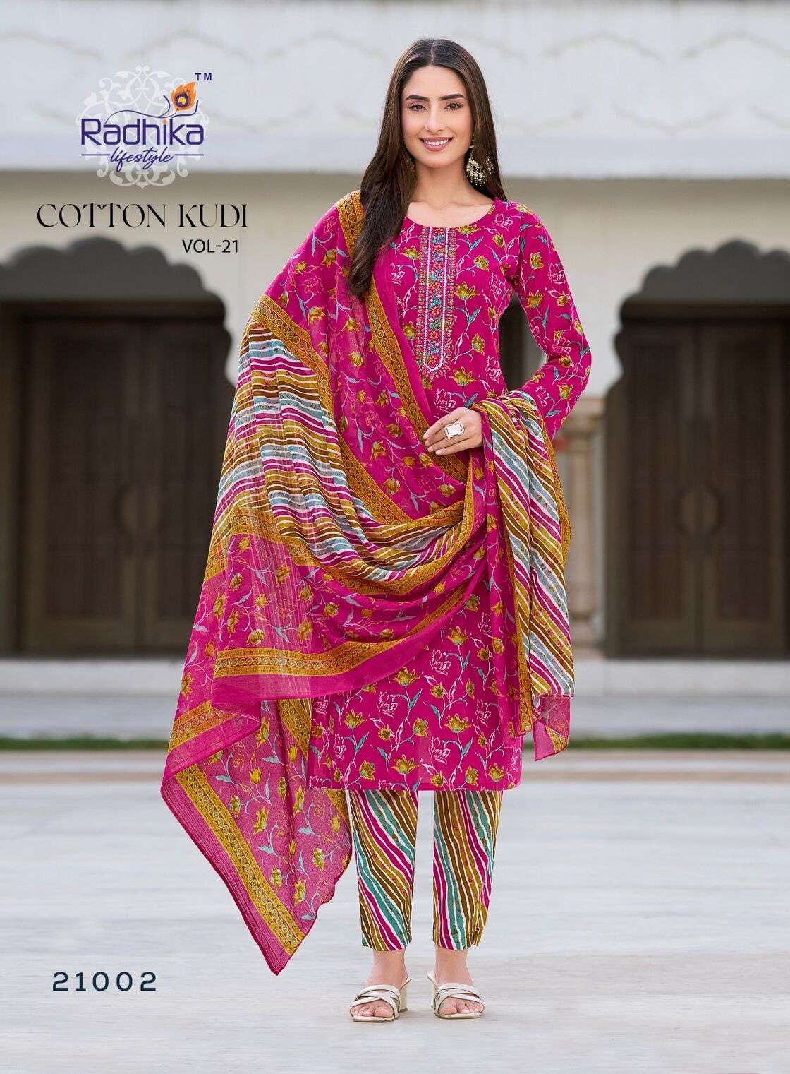 COTTON KUDI VOL-21 BY RADHIKA LIFE STYLE IN PURE COTTON KURTI WITH PANT& DUPPATTA