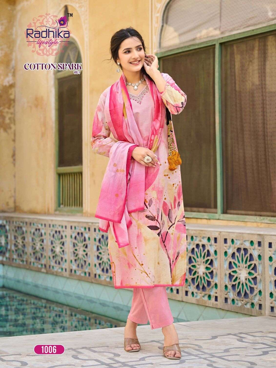 COTTON SPARK VOL-1 BY RADHIKA LIFE STYLE IN HEAVY COTTON PLACEMENT PRINT WITH  HANDWORK