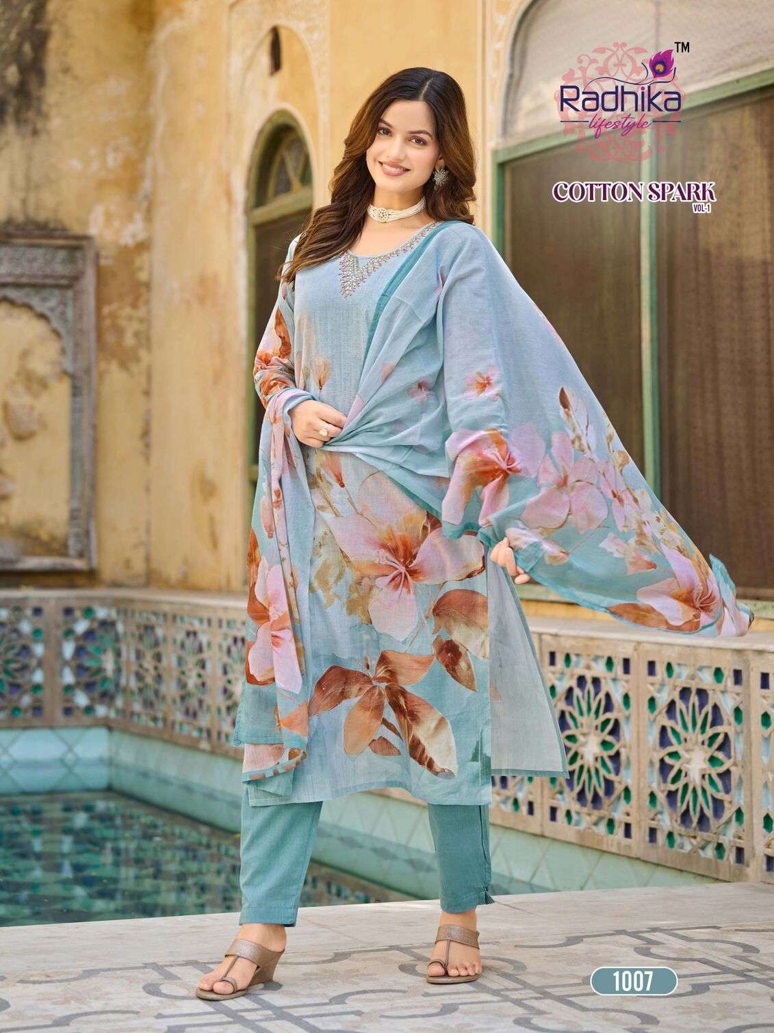 COTTON SPARK VOL-1 BY RADHIKA LIFE STYLE IN HEAVY COTTON PLACEMENT PRINT WITH  HANDWORK
