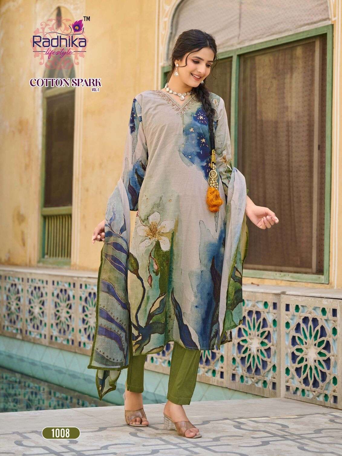 COTTON SPARK VOL-1 BY RADHIKA LIFE STYLE IN HEAVY COTTON PLACEMENT PRINT WITH  HANDWORK