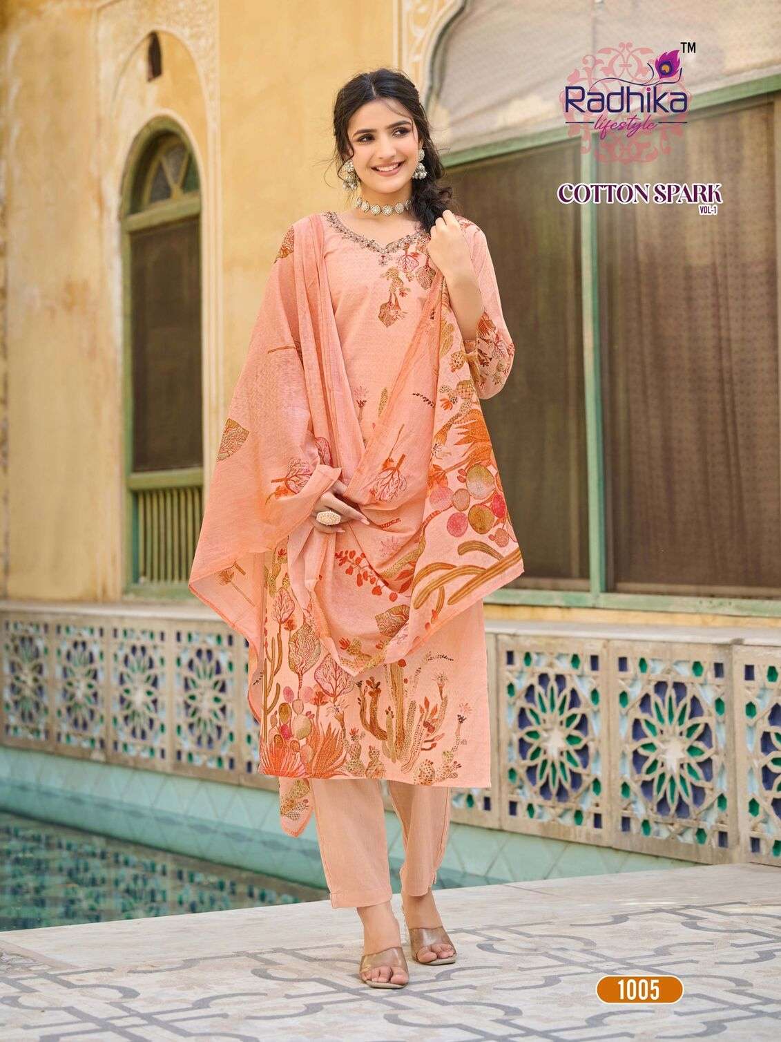 COTTON SPARK VOL-1 BY RADHIKA LIFE STYLE IN HEAVY COTTON PLACEMENT PRINT WITH  HANDWORK
