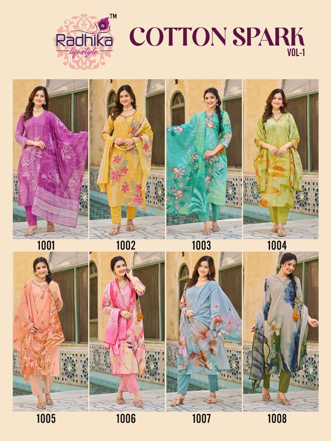 COTTON SPARK VOL-1 BY RADHIKA LIFE STYLE IN HEAVY COTTON PLACEMENT PRINT WITH  HANDWORK