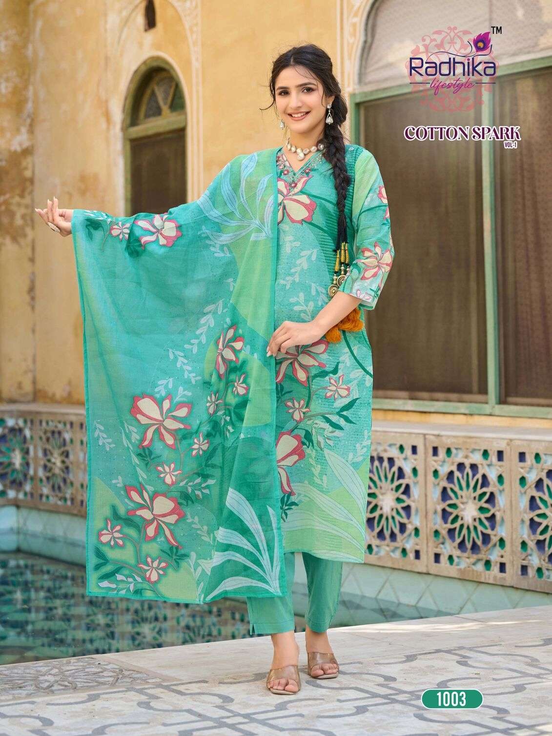 COTTON SPARK VOL-1 BY RADHIKA LIFE STYLE IN HEAVY COTTON PLACEMENT PRINT WITH  HANDWORK