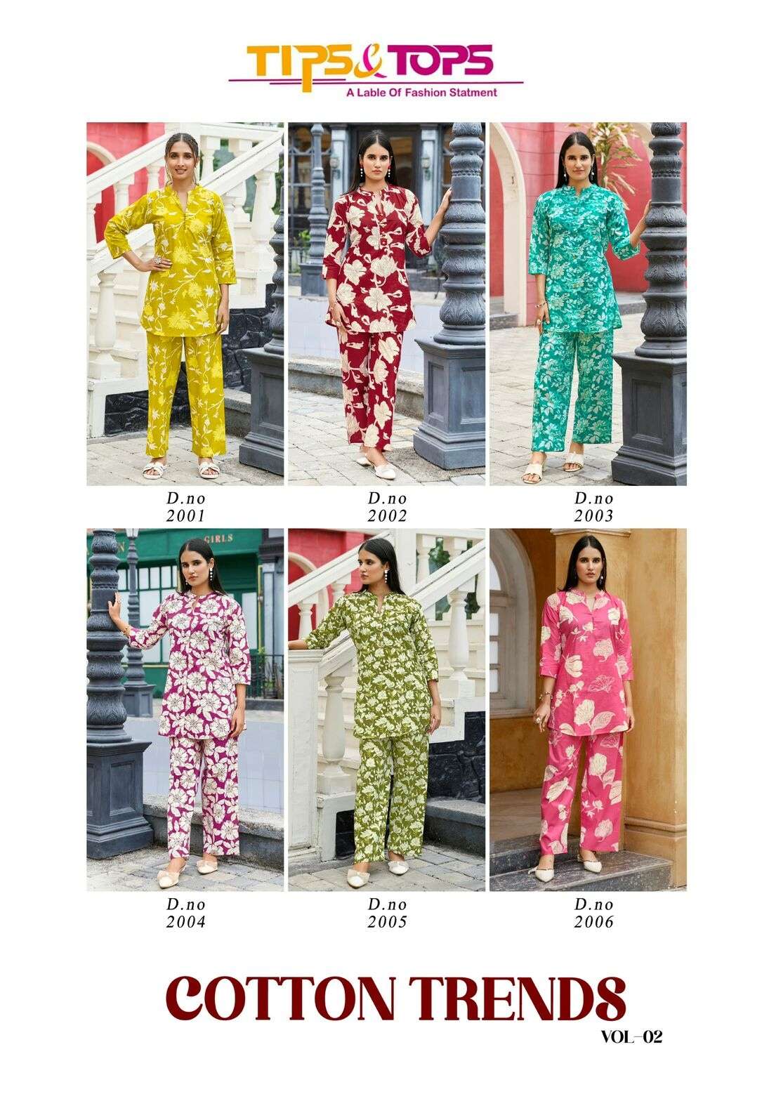 COTTON TRENDS VOL-2 BY TIPS & TOPS IN COTTON PRINT CO-ORD SET COLLECTION 