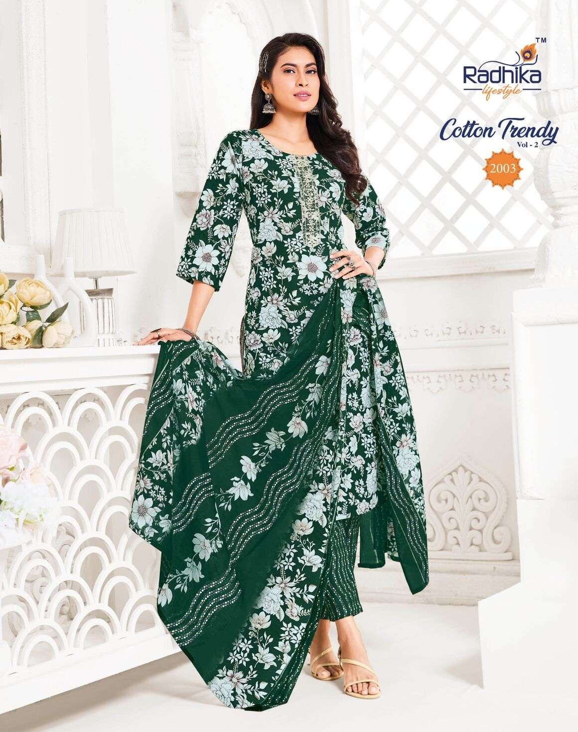 COTTON TRENDY VOL-2 BY RADHIKA LIFE STYLE IN PURE COTTON PRINT WITH EMBROIDERY WORK