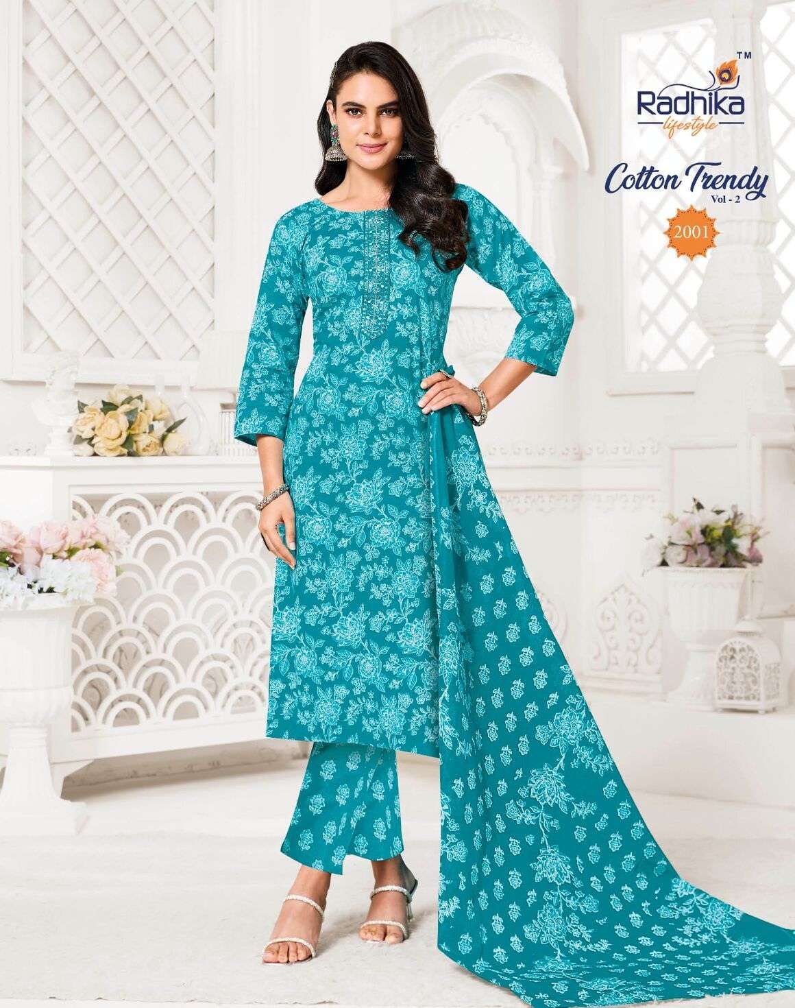 COTTON TRENDY VOL-2 BY RADHIKA LIFE STYLE IN PURE COTTON PRINT WITH EMBROIDERY WORK