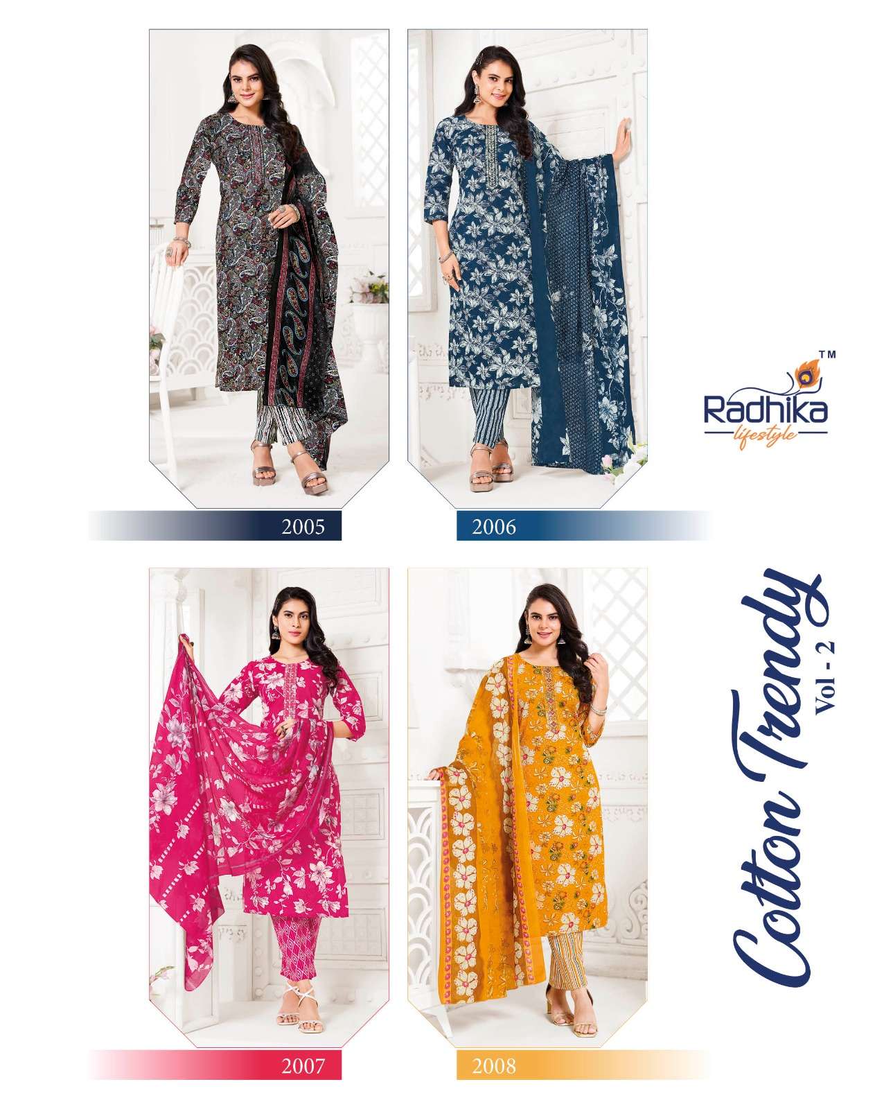 COTTON TRENDY VOL-2 BY RADHIKA LIFE STYLE IN PURE COTTON PRINT WITH EMBROIDERY WORK