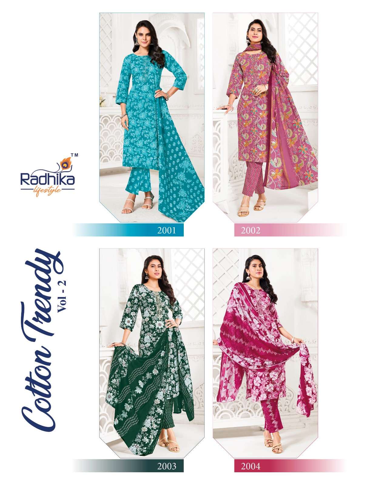 COTTON TRENDY VOL-2 BY RADHIKA LIFE STYLE IN PURE COTTON PRINT WITH EMBROIDERY WORK