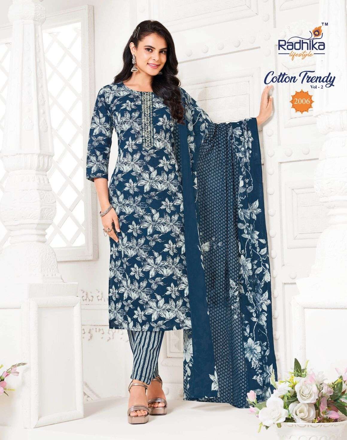 COTTON TRENDY VOL-2 BY RADHIKA LIFE STYLE IN PURE COTTON PRINT WITH EMBROIDERY WORK