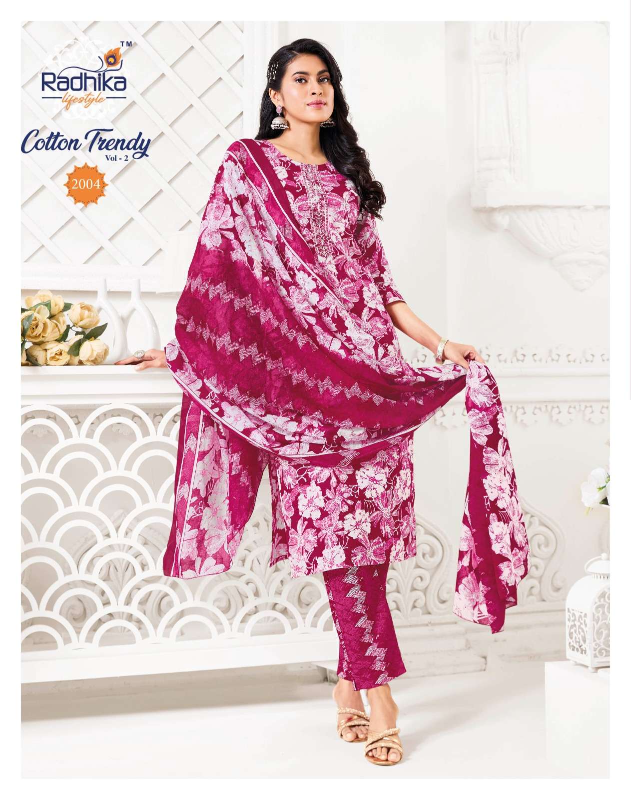 COTTON TRENDY VOL-2 BY RADHIKA LIFE STYLE IN PURE COTTON PRINT WITH EMBROIDERY WORK