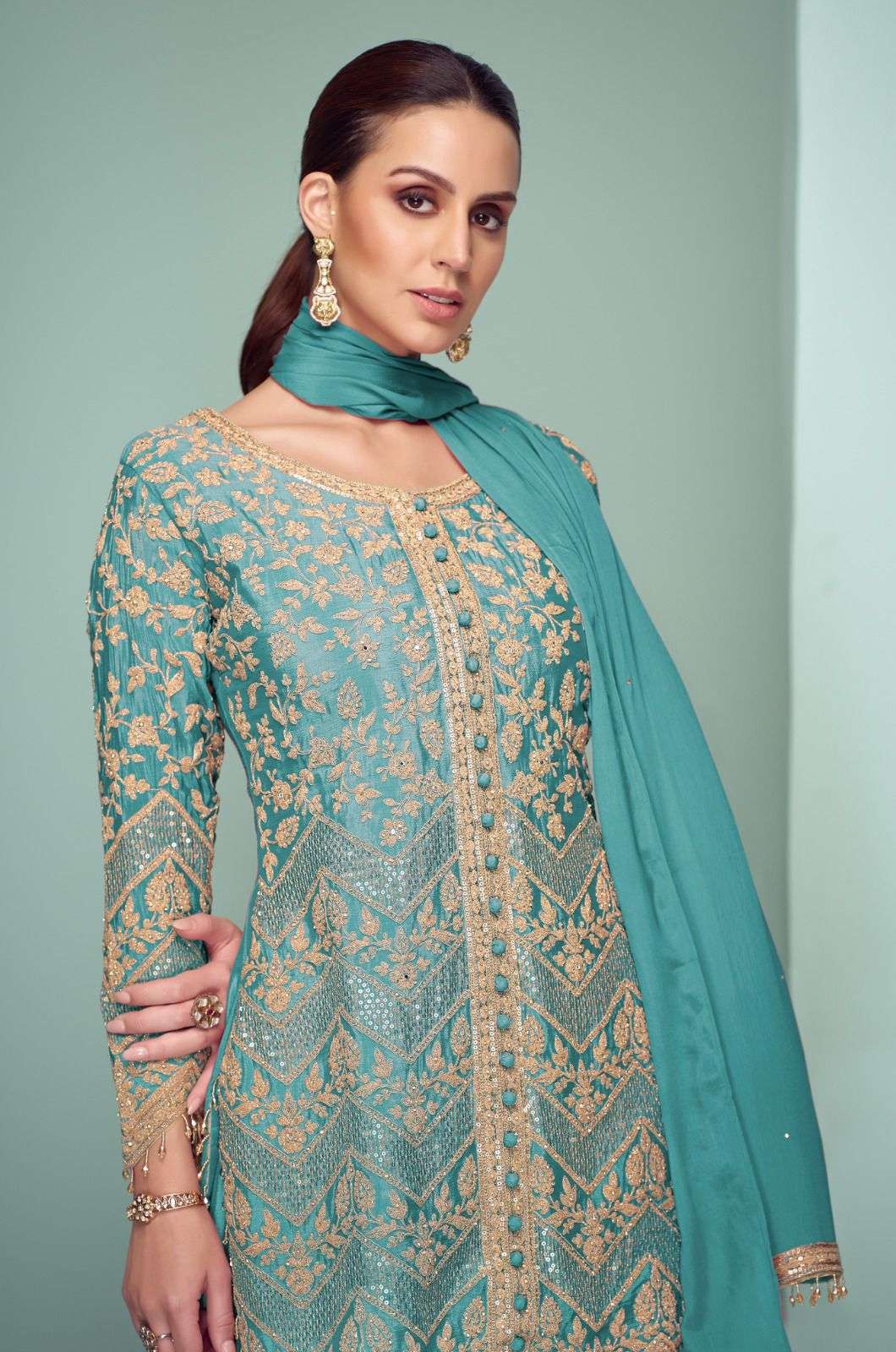 CROWN PLATINUM BY GULKAYRA DESIGNER IN REAL CHINON WITH HAND WORK 
