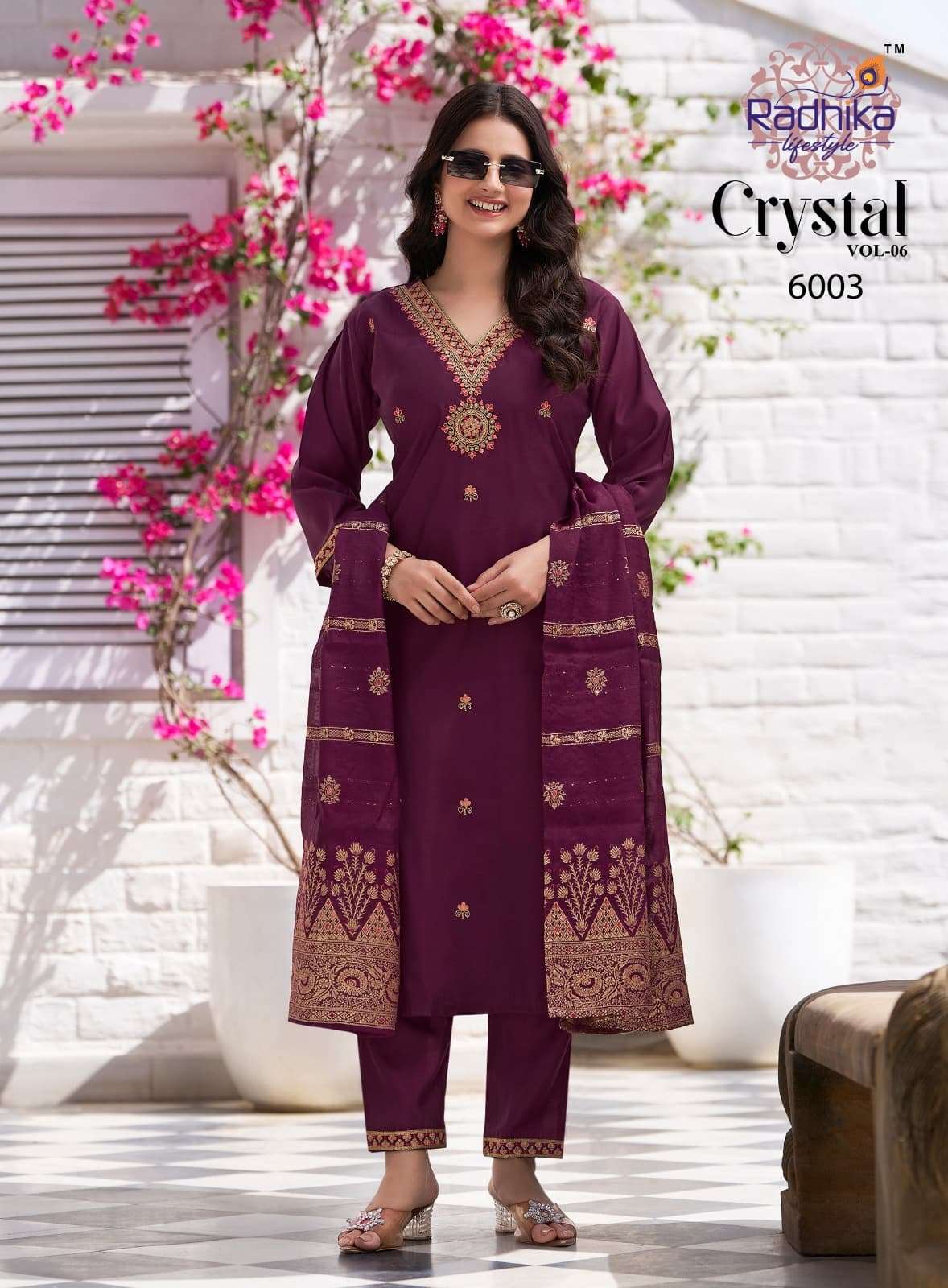 CRYSTAL VOL-6 BY RADHIKA LIFE STYLE IN ROMAN SILK WITH EMBROIDERY WORK KURTI PANT & DUPATTA 