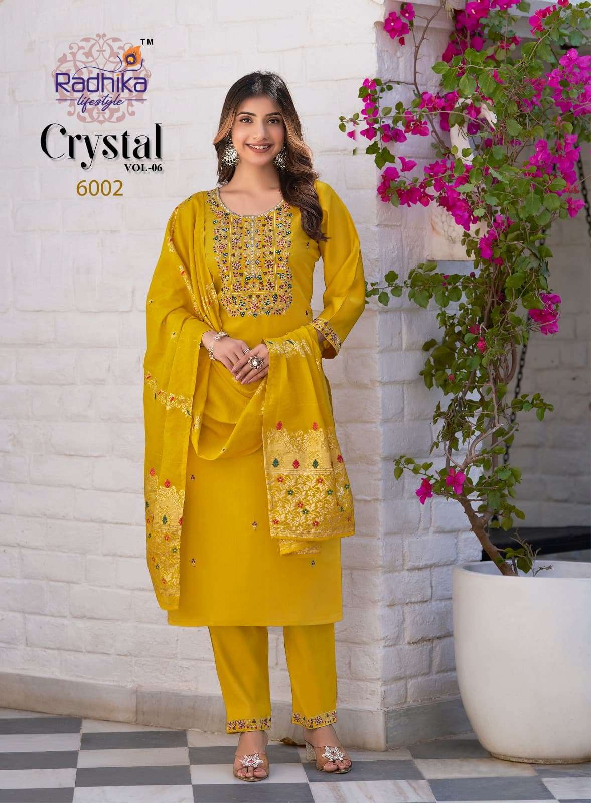CRYSTAL VOL-6 BY RADHIKA LIFE STYLE IN ROMAN SILK WITH EMBROIDERY WORK KURTI PANT & DUPATTA 