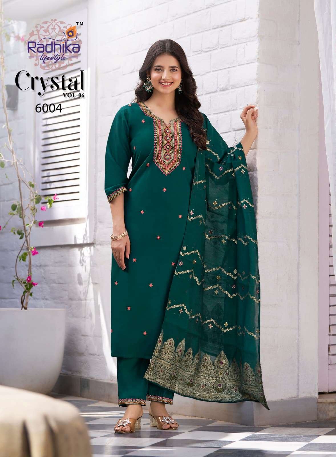 CRYSTAL VOL-6 BY RADHIKA LIFE STYLE IN ROMAN SILK WITH EMBROIDERY WORK KURTI PANT & DUPATTA 