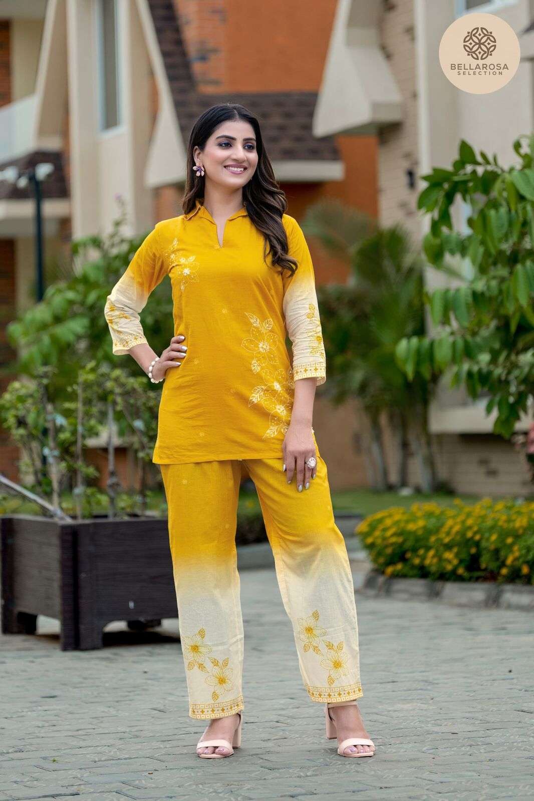 D.NO :- 101 TO 105 BY BELLROSA IN COTTON CO-ORD SET WITH HANDWORK 