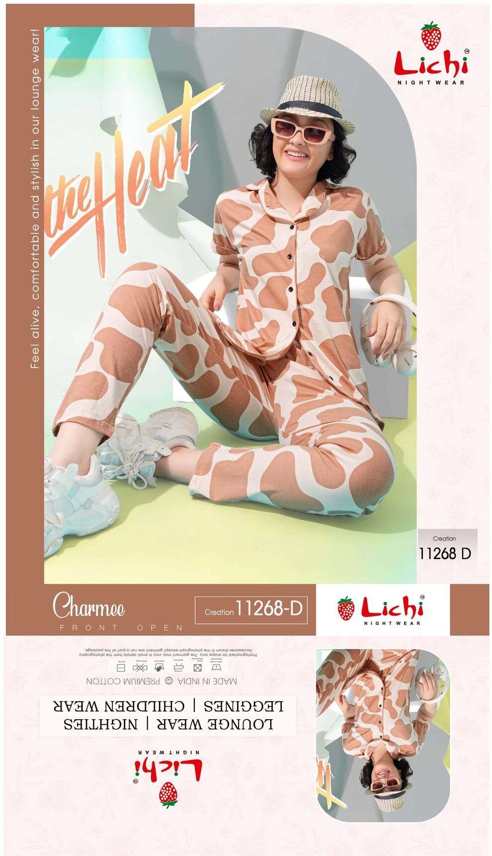 D. NO :- 11268 BY LICHI IN CHARMEE FRONT OPEN NIGHT WEAR CO-ORD SET 