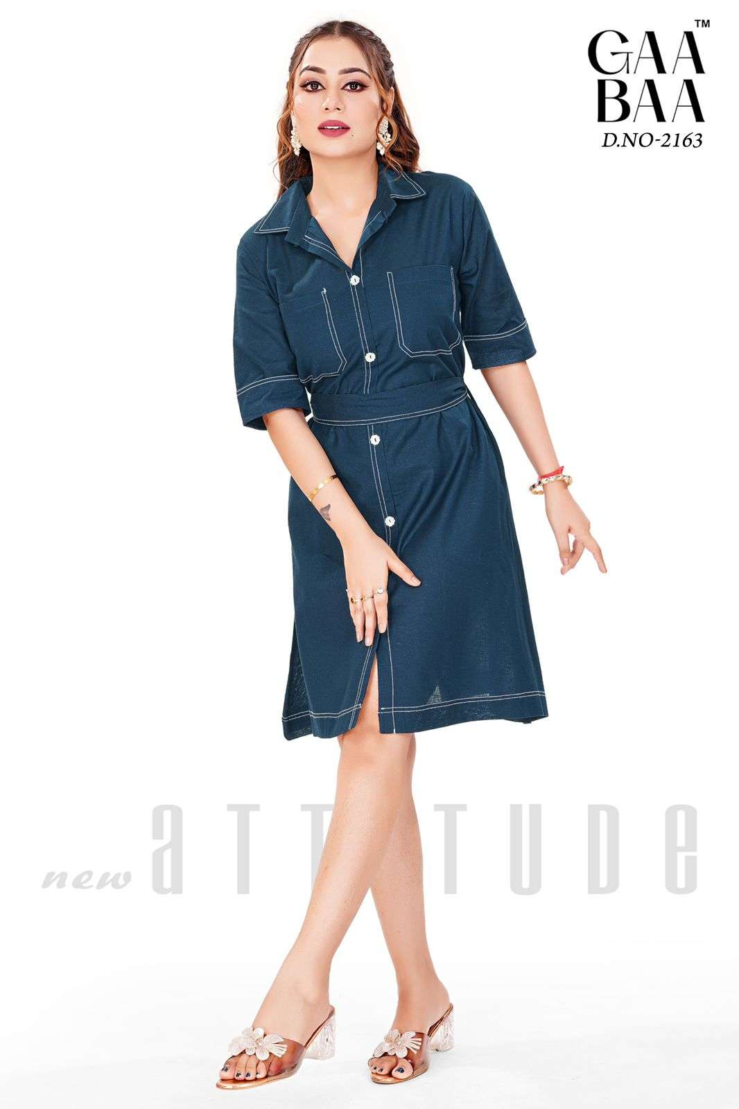 D.NO. 2163 BY GAABAA IN HEAVY COTTON FLEX WITH WAIST BELT & ANCHOR STITCH 