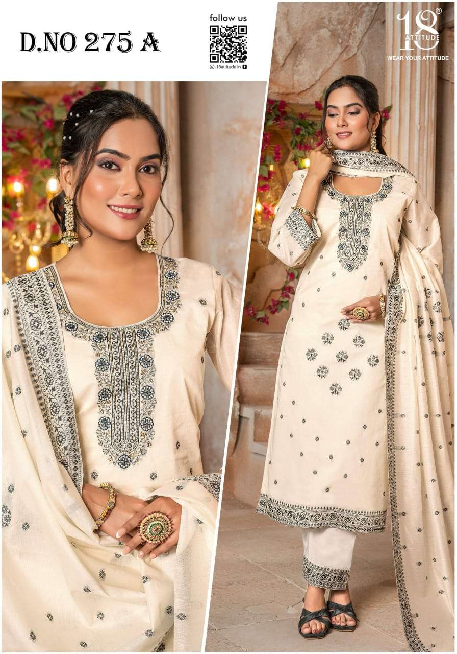 D.NO :- 275 BY 18 ATTITUDE IN MAL COTTON WITH COTTON INNER AND DUPATTA 