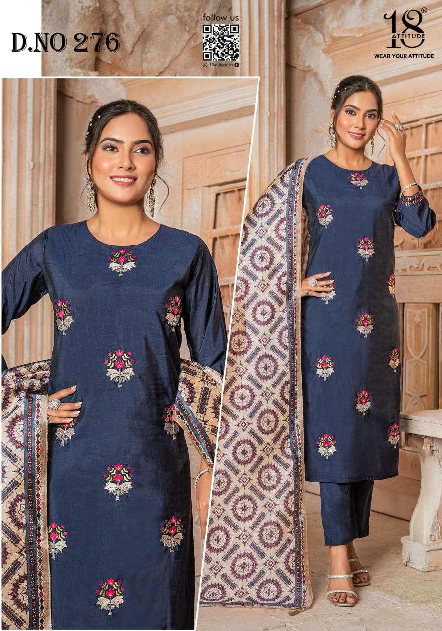 D.NO :- 276 BY 18 ATTITUDE IN ROMAN SILK WITH COTTON INNER AND DUPATTA 