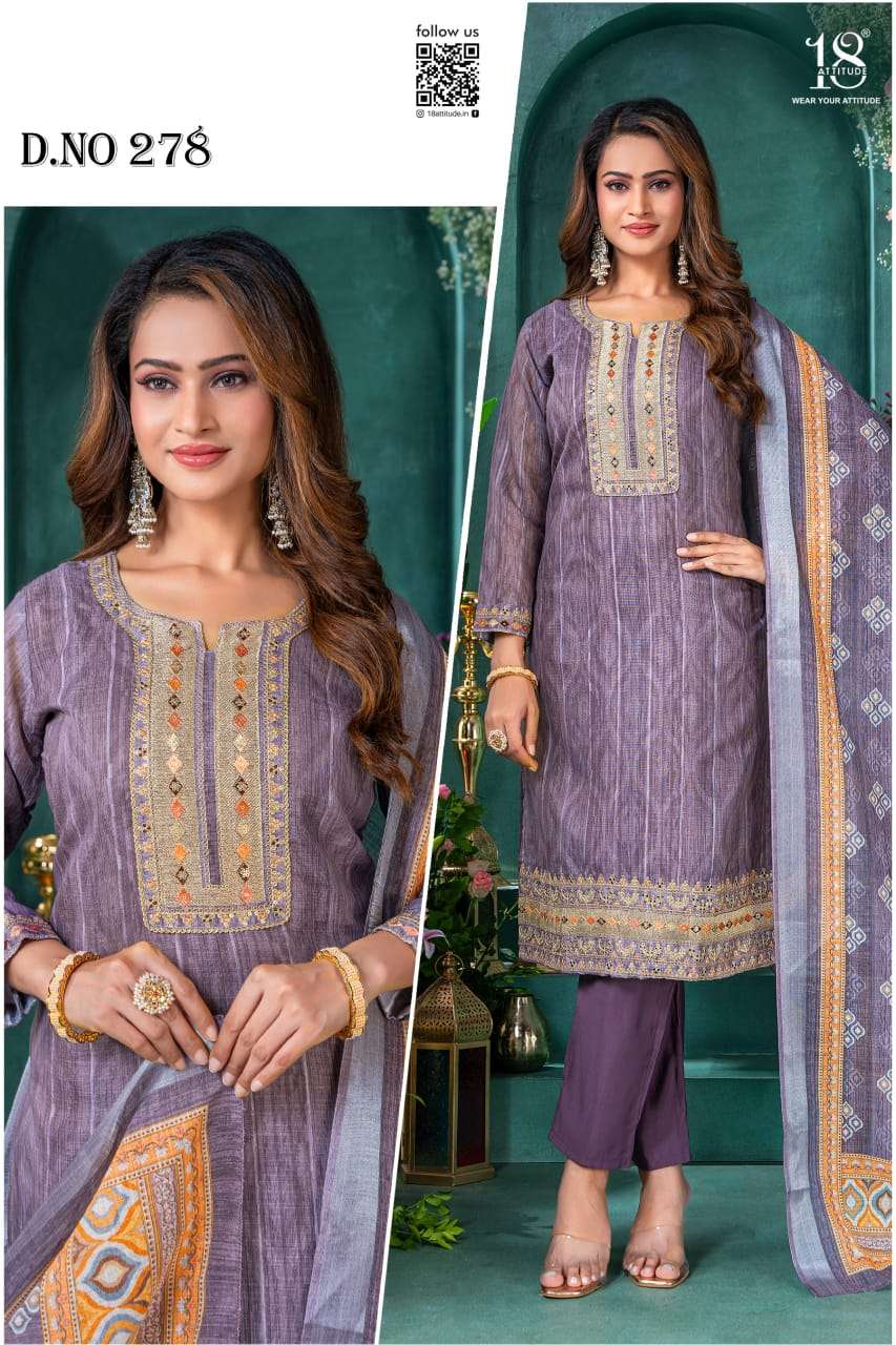 D.NO :- 278 BY 18 ATTITUDE IN HEAVY COTTON WITH INNER SLUB AND DUPATTA 