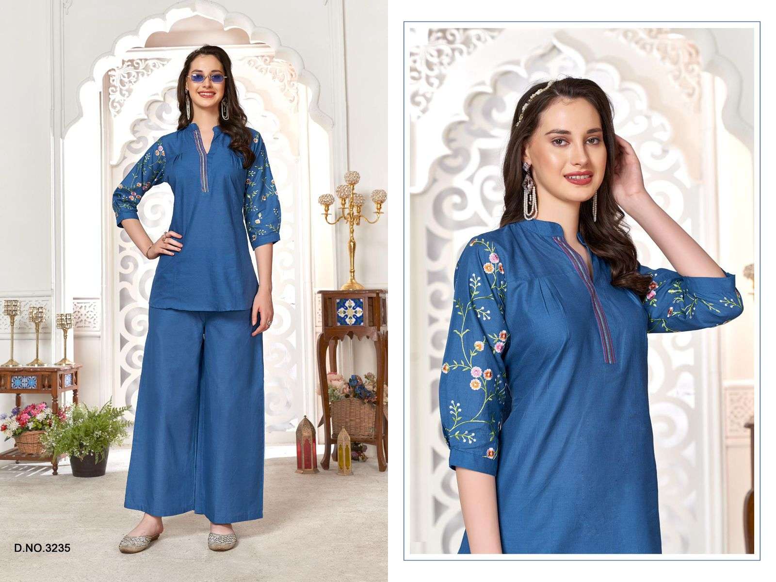 D.NO :- 3234 To 3239 BY LADIES FLAVOUR IN CAMRIC COTTON WITH EMBROIDERY WORK 