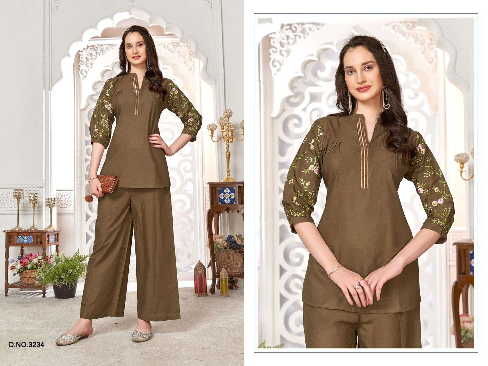 D.NO :- 3234 To 3239 BY LADIES FLAVOUR IN CAMRIC COTTON WITH EMBROIDERY WORK 