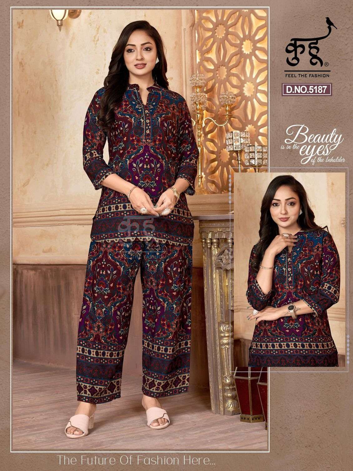 D.NO :- 5187 TO 5188 BY KUHOO IN RAYON FABRIC CO-ORD SET 