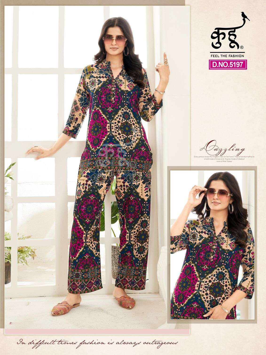 D.NO :- 5193 & 5201 BY KUHOO IN HEAVY RAYON COMBO PICK CO-ORD SET