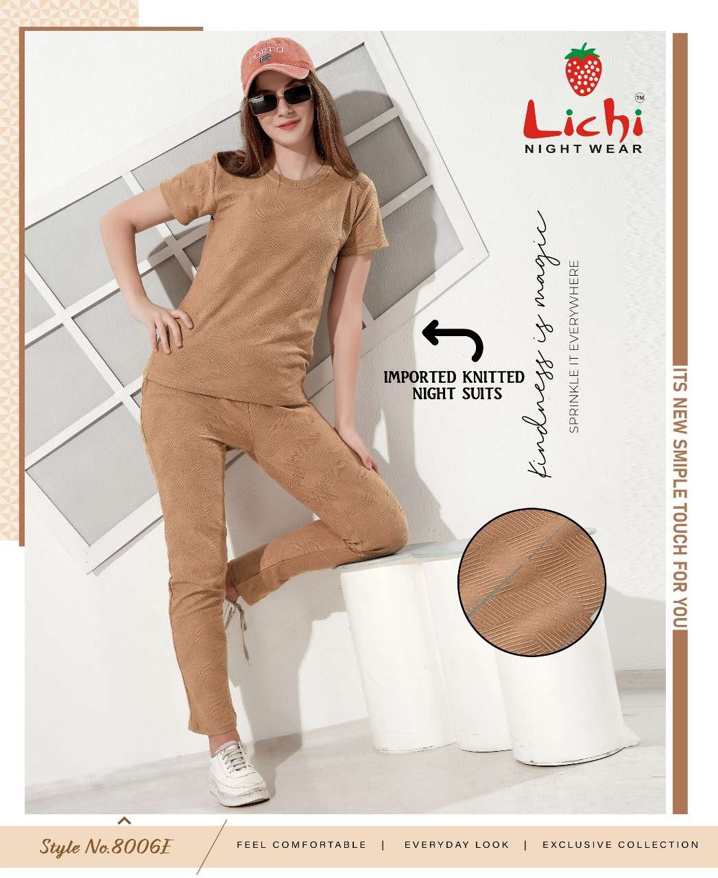 D.NO :- 8006 BY LICHI IN IMPORTED KNITTED NIGHT CO-ORD COMBO SET 