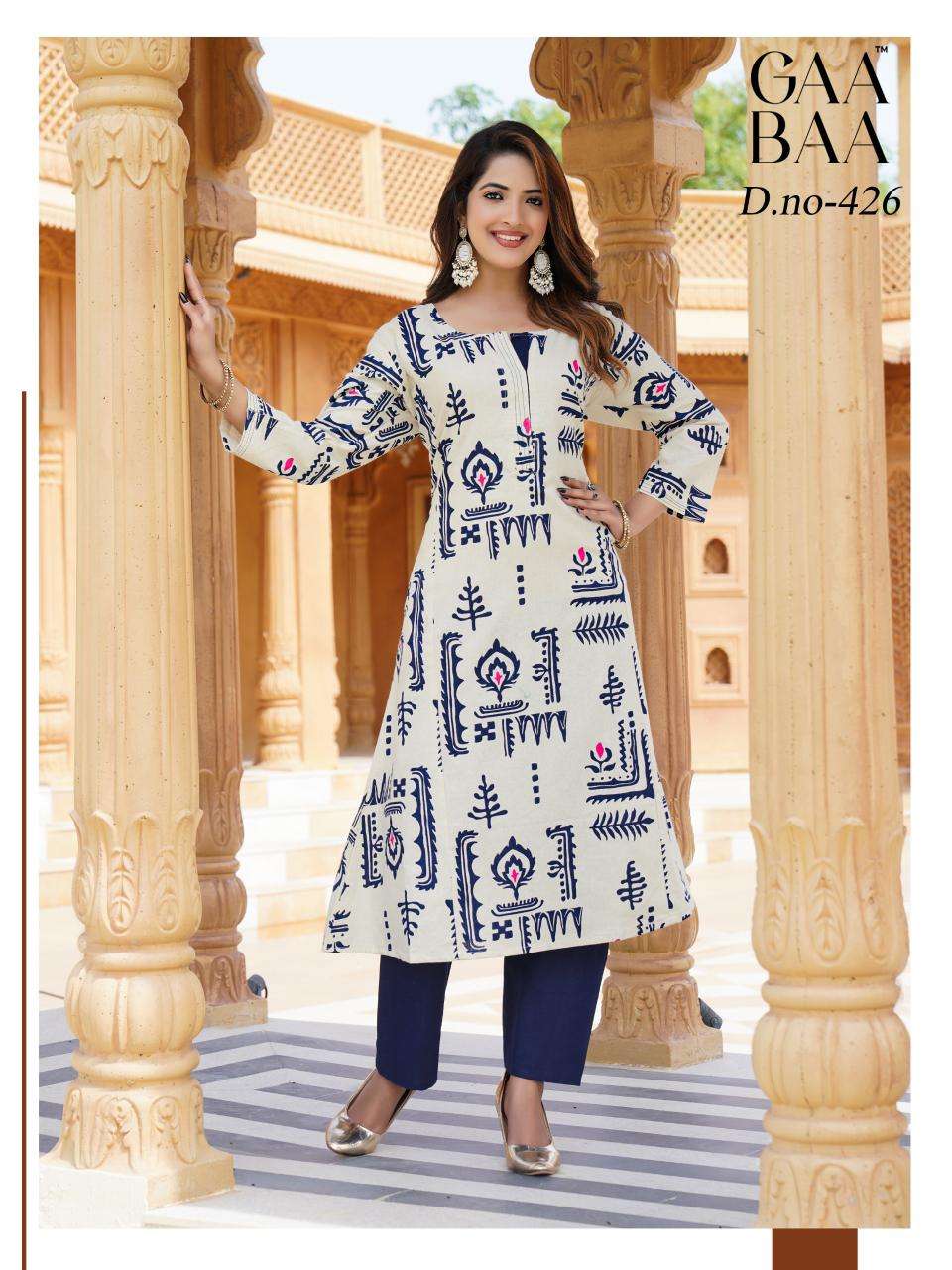 D.NO :- 925 BY GAABAA IN COTTON FLEX PRINT CO-ORD SET WITH STITCHING PATTERN 