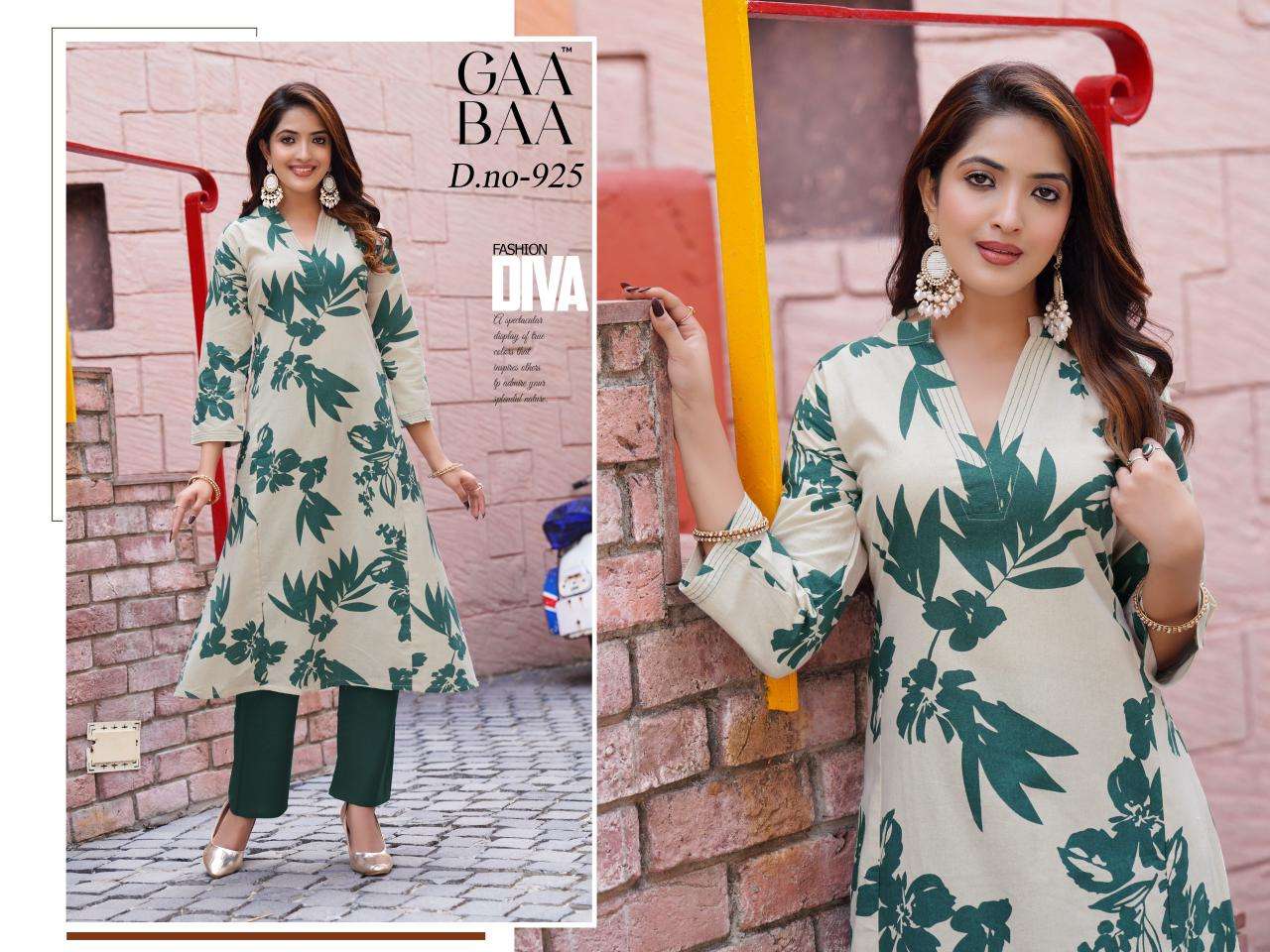 D.NO :- 925 BY GAABAA IN COTTON FLEX PRINT CO-ORD SET WITH STITCHING PATTERN 