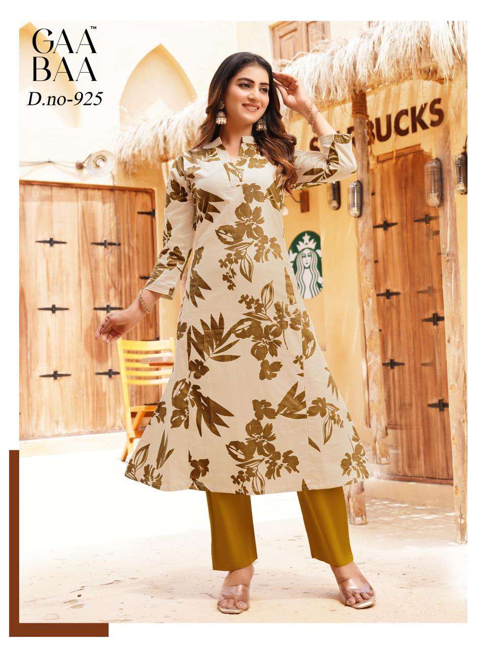 D.NO :- 925 BY GAABAA IN COTTON FLEX PRINT CO-ORD SET WITH STITCHING PATTERN 