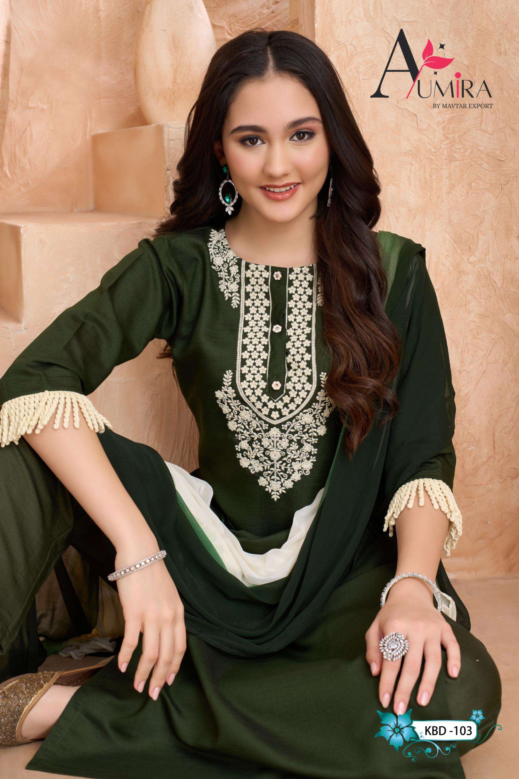 D.NO:- KBD-102-3-6 BY AUMIRA IN VATICAN KURTA SETS WITH NAZNEEN DIGITAL DUPATTA 