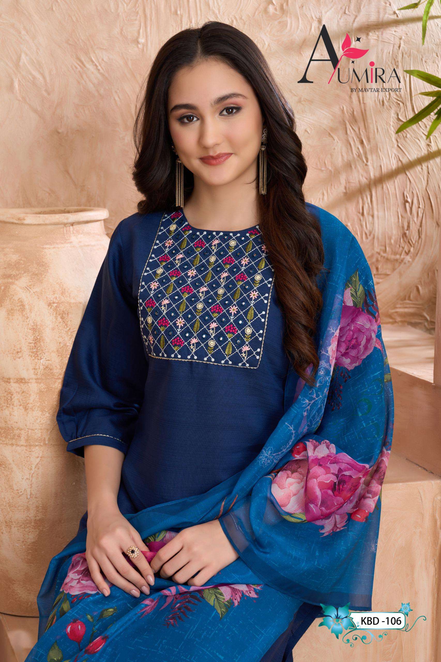 D.NO:- KBD-102-3-6 BY AUMIRA IN VATICAN KURTA SETS WITH NAZNEEN DIGITAL DUPATTA 