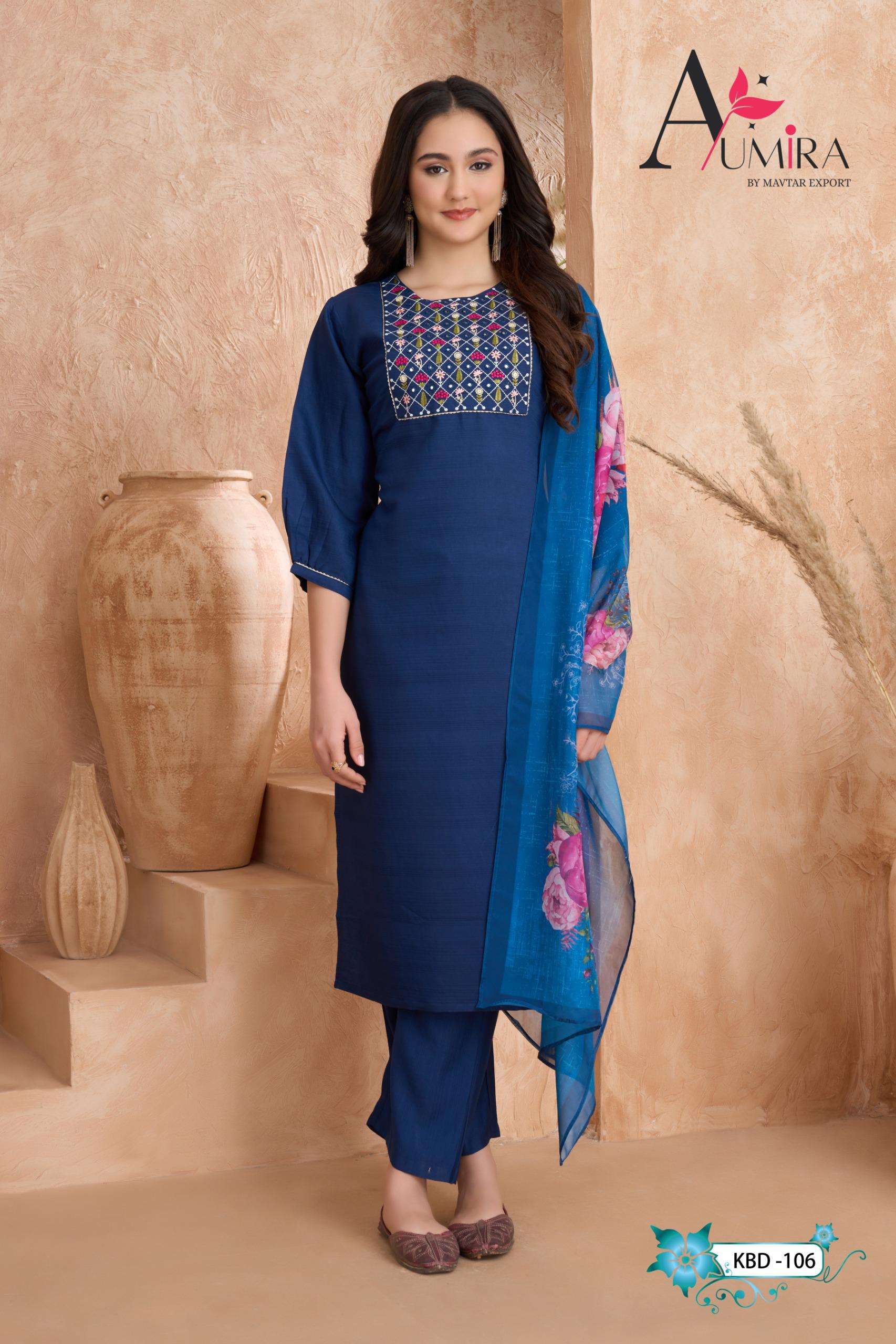 D.NO:- KBD-102-3-6 BY AUMIRA IN VATICAN KURTA SETS WITH NAZNEEN DIGITAL DUPATTA 