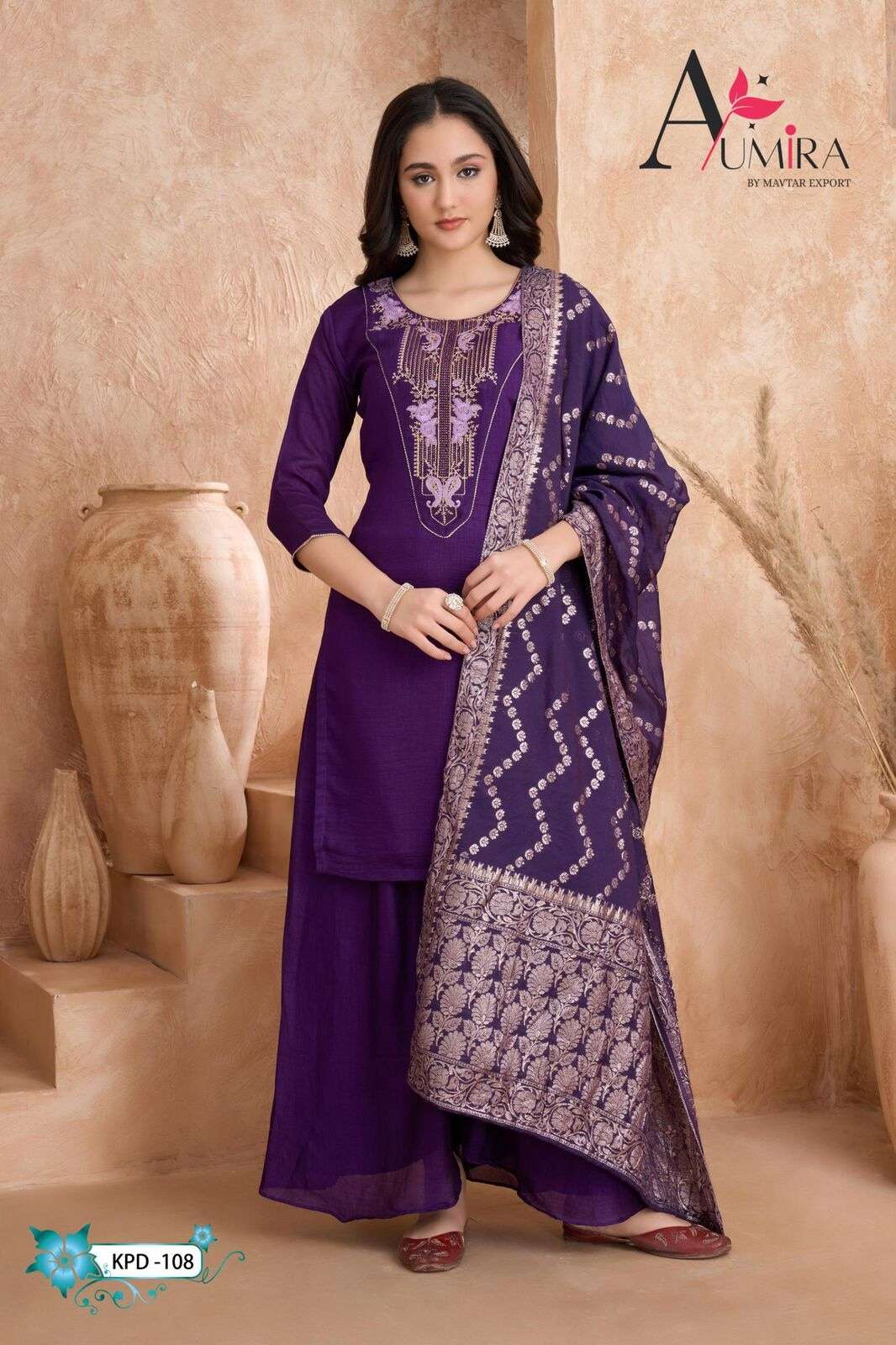 D.NO:- KPD-108 BY AUMIRA IN VICHITRA SILK WITH INNER AND JACQUARD SILK DUPATTA KURTA SETS 
