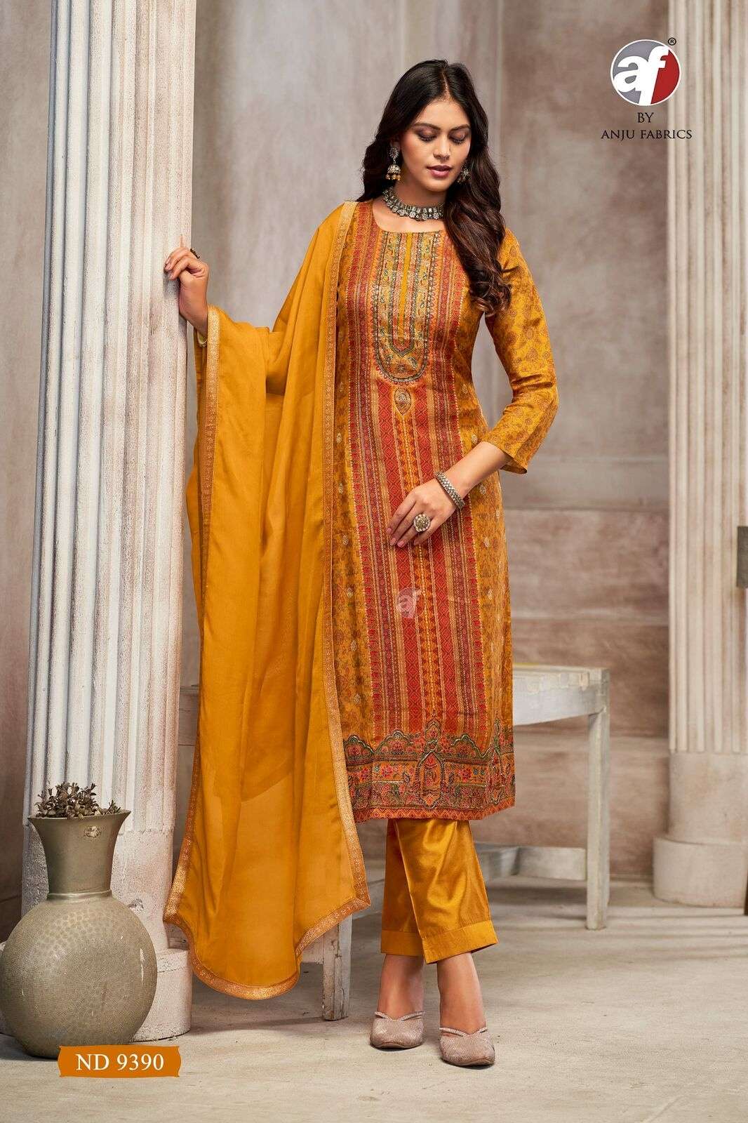 D.NO:- ND 9390 BY ANJU FABRICS IN PURE RUSSIAN SILK WITH POSITION PRINT AND HIGHLIGHT HANDWORK 