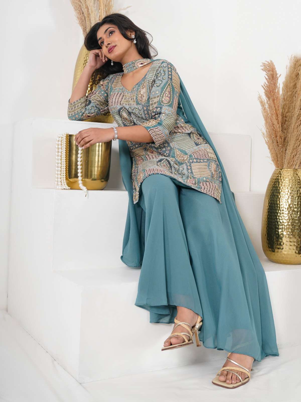 DESIGN NO :- C436 BY TEXOFAB IN GEORGETTE FABRIC WITH POSITION PRINT 