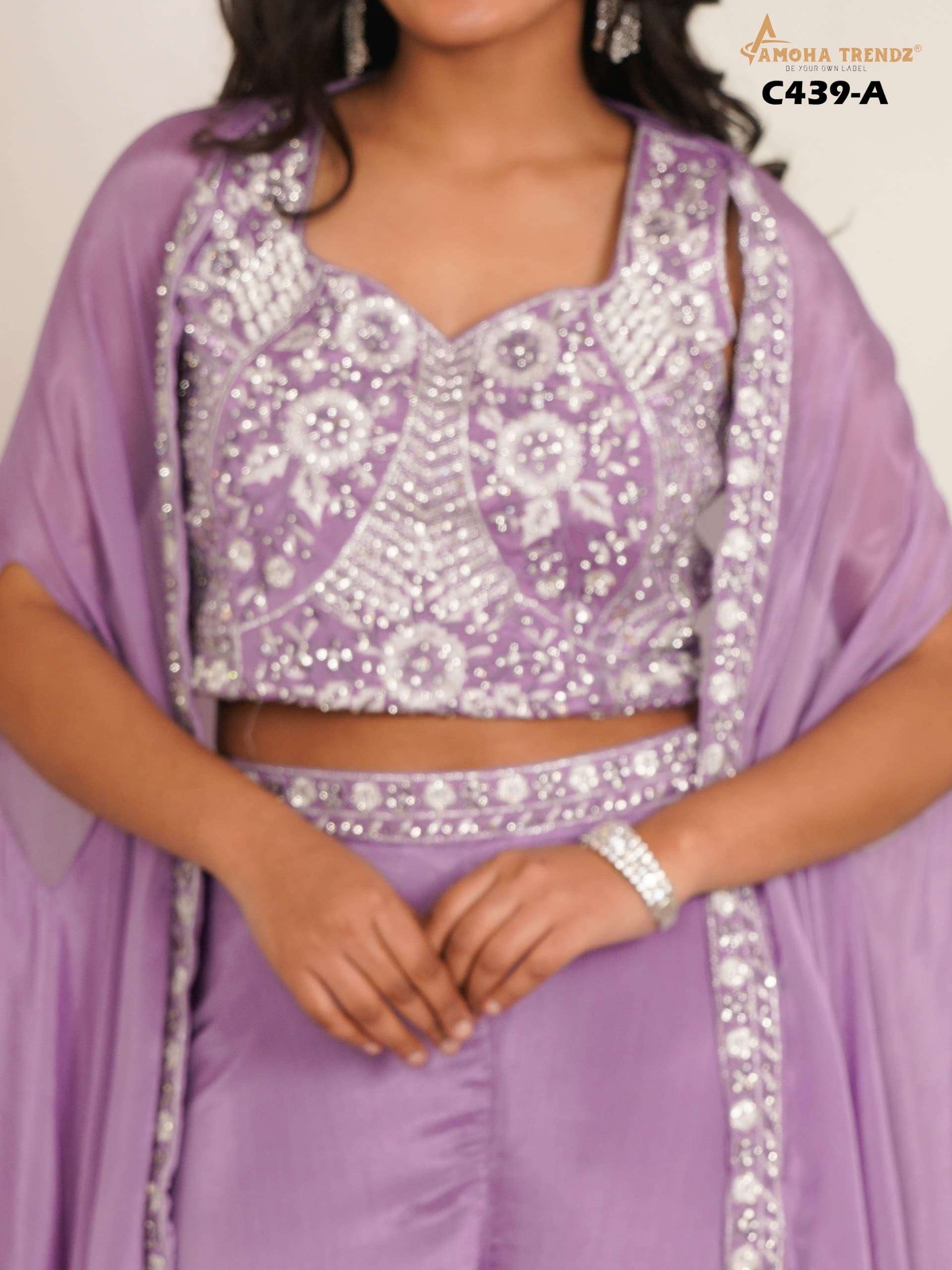 DESIGN NO :- C439 BY AMOHA IN PURE FABRIC WITH HEAVY HANDWORK READYMADE CROP TOP