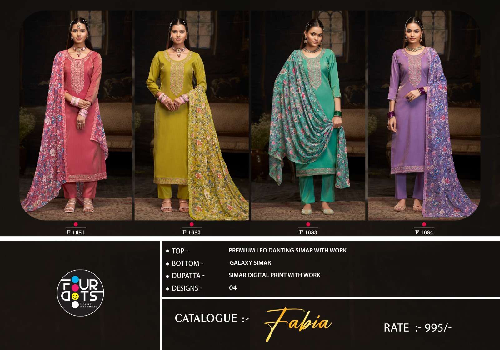 FABIA BY FOURDOTS IN PREMIUM LEO DENTING SIMMER WITH HAND WORK 