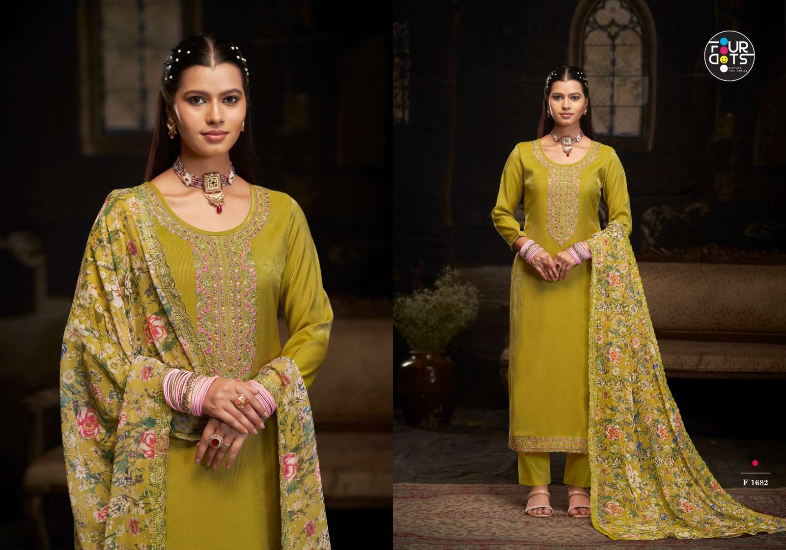 FABIA BY FOURDOTS IN PREMIUM LEO DENTING SIMMER WITH HAND WORK 