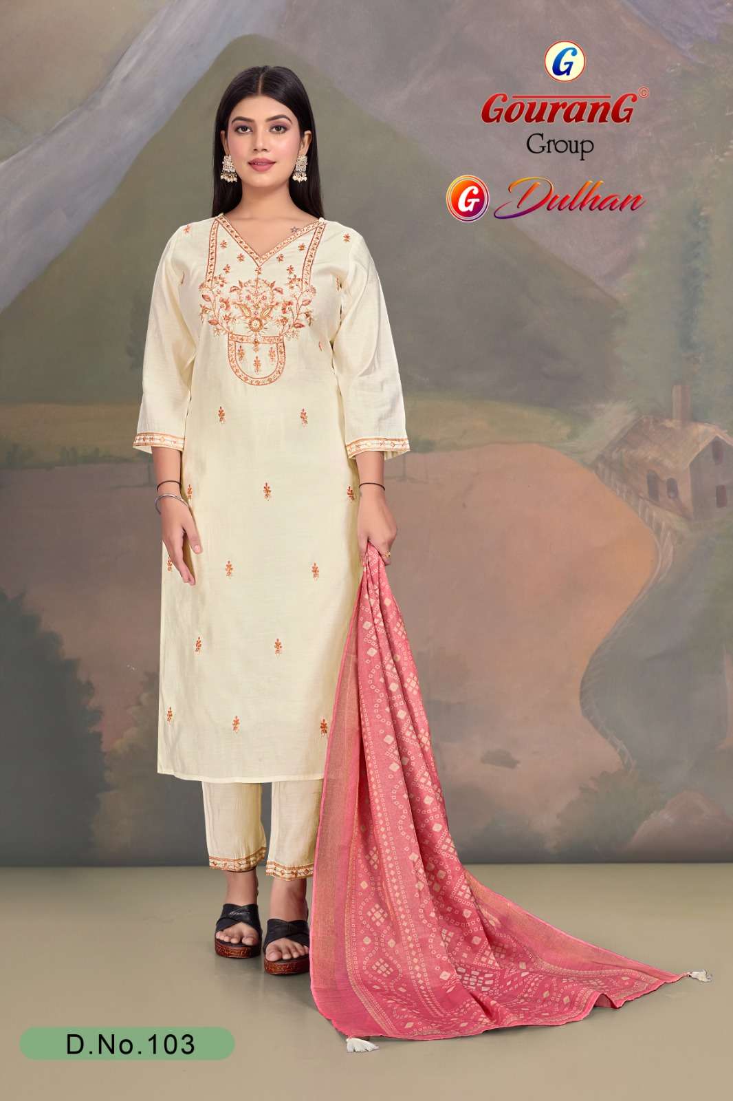 GEE DULHAN BY GOURANG GROUP IN ROMAN SILK WITH INNER AND EMBROIDERY HAND WORK