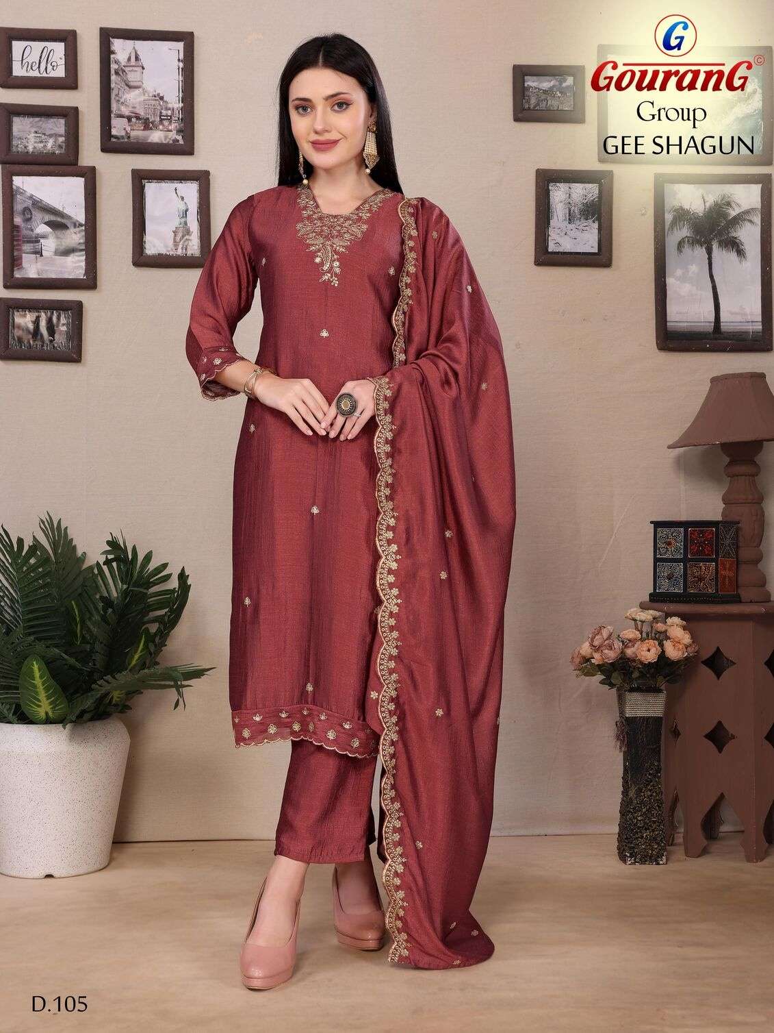 GEE SHAGUN BY GOURANG GROUP IN VICHITRA SILK JARI EMBROIDERY WITH DAMAN WORK