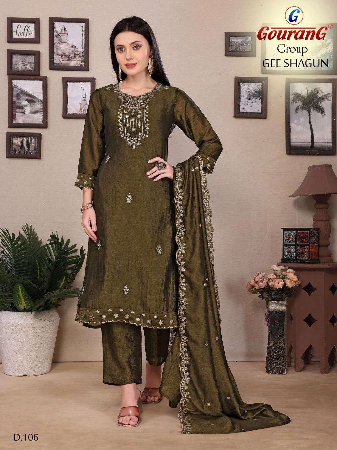 GEE SHAGUN BY GOURANG GROUP IN VICHITRA SILK JARI EMBROIDERY WITH DAMAN WORK