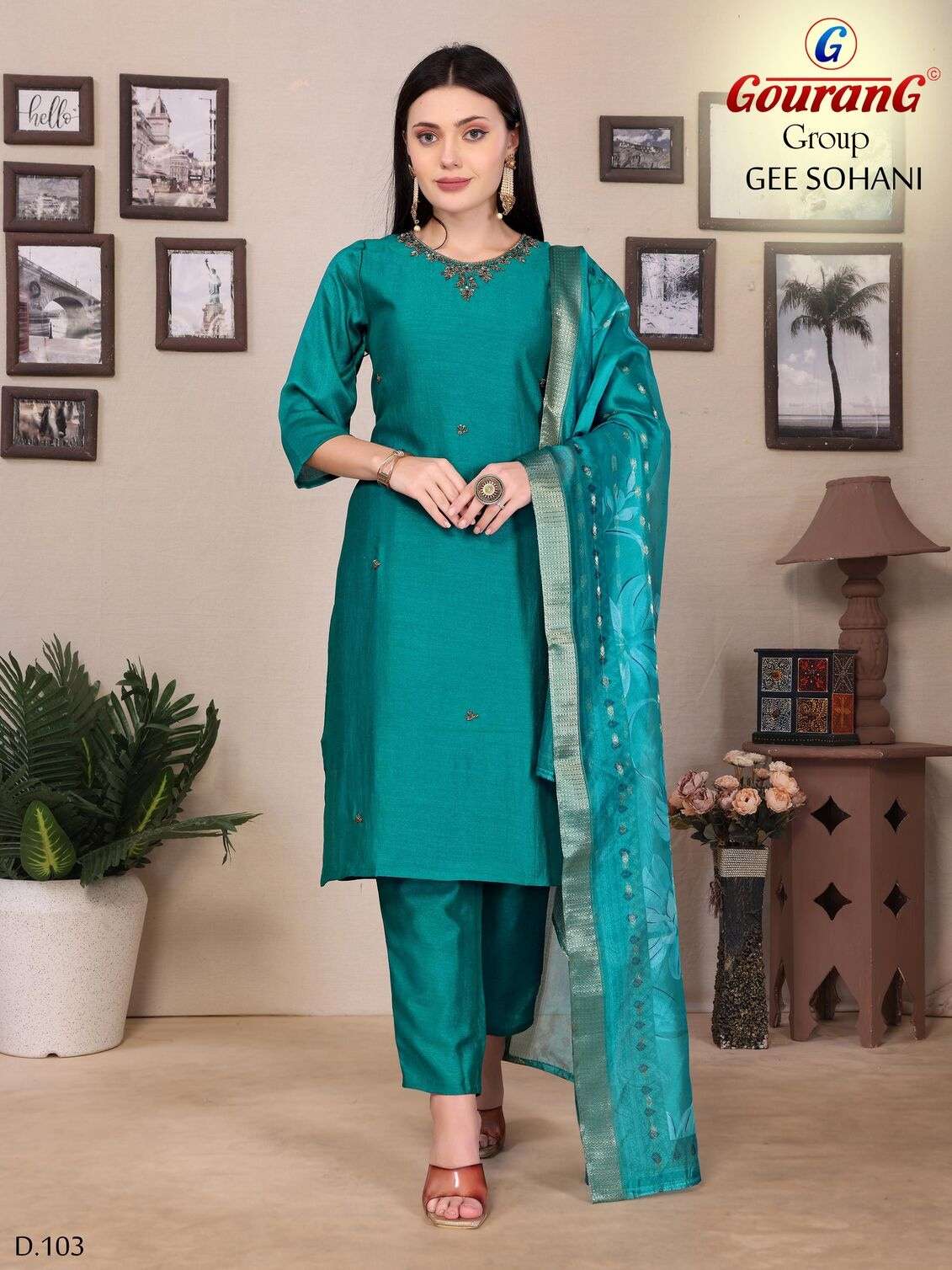 GEE SOHANI BY GOURANG GROUP IN VICHATRA SILK WITH ORGANZA BUTTI LACE DUPATTA 