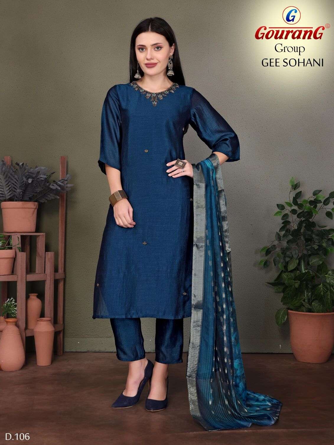 GEE SOHANI BY GOURANG GROUP IN VICHATRA SILK WITH ORGANZA BUTTI LACE DUPATTA 