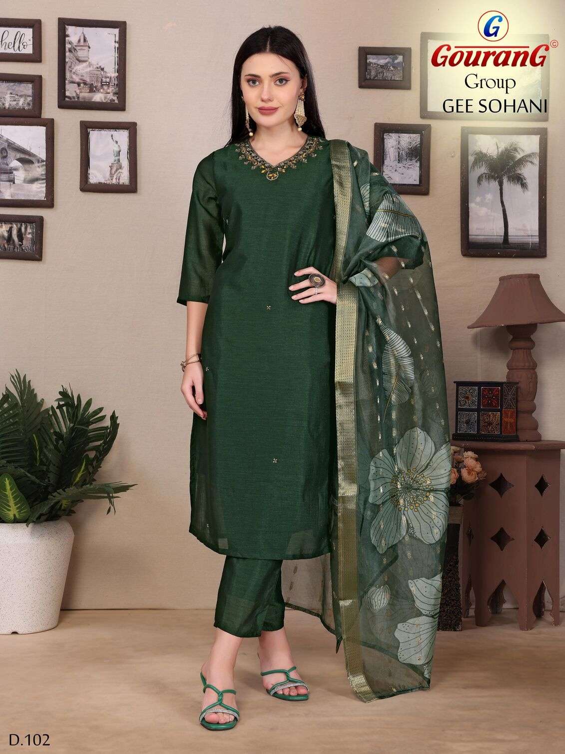 GEE SOHANI BY GOURANG GROUP IN VICHATRA SILK WITH ORGANZA BUTTI LACE DUPATTA 