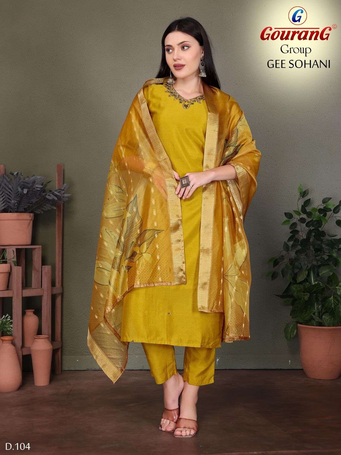 GEE SOHANI BY GOURANG GROUP IN VICHATRA SILK WITH ORGANZA BUTTI LACE DUPATTA 
